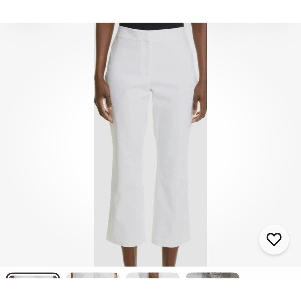 $498 Lafayette 148 Women's White Crop Flare-Leg Pants Size 12